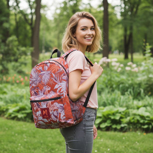 Custom Tropical Leaf Hot Summer Red Modern Design Printed Backpack