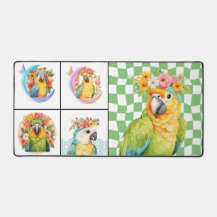 Custom Tropical Parrot Collage Modern Simple Desk Mat