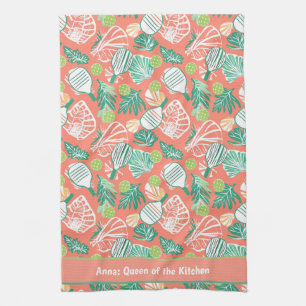 Custom Tropical Pickleball Paradise Tea Towel