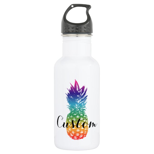 Custom tropical pineapple fruit water bottle (Front)