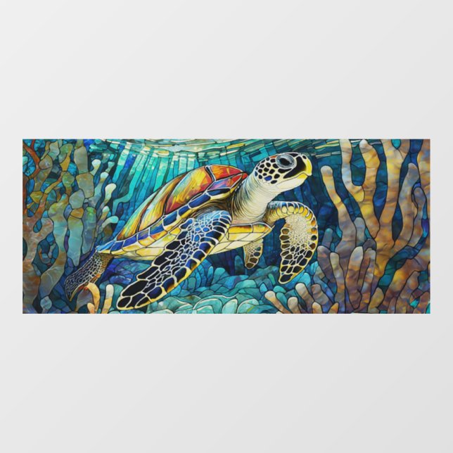 Custom Tropical Sea turtle Stained glass art Window Cling (Sheet)