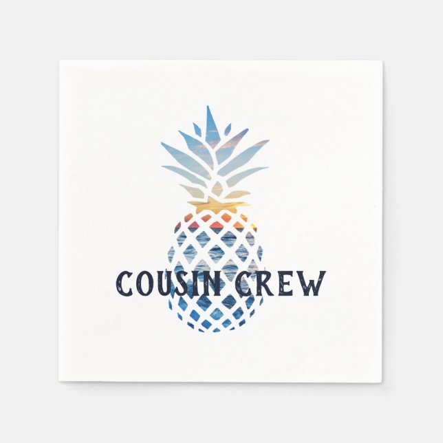 Custom Tropical Sunset Pineapple Cousin Crew Napkin (Front)