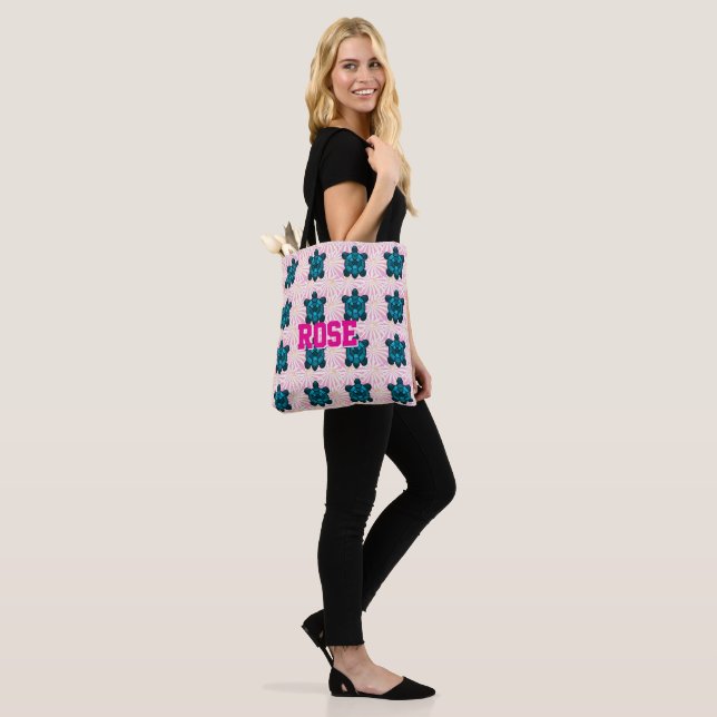 Custom Tropical Turtle Floral Pattern Seamless  Tote Bag (On Model)