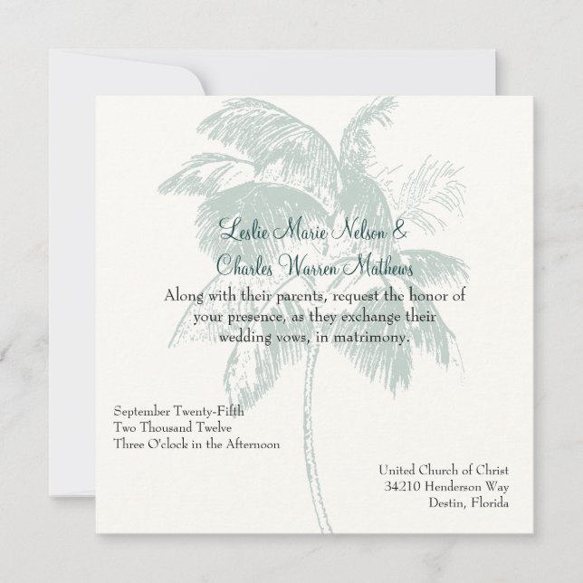 Custom Tropical Wedding Invitation (Front)
