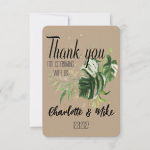 Custom Tropical Wedding Thank you Favour Gift Card