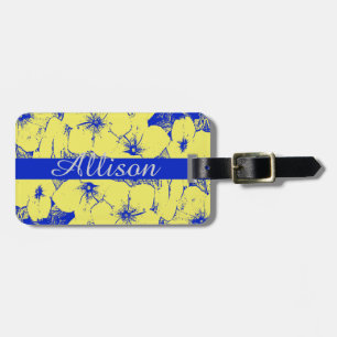 Custom Tropical Yellow Flowers Luggage Tag