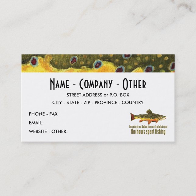 Custom Trout Fishing Business Card (Front)