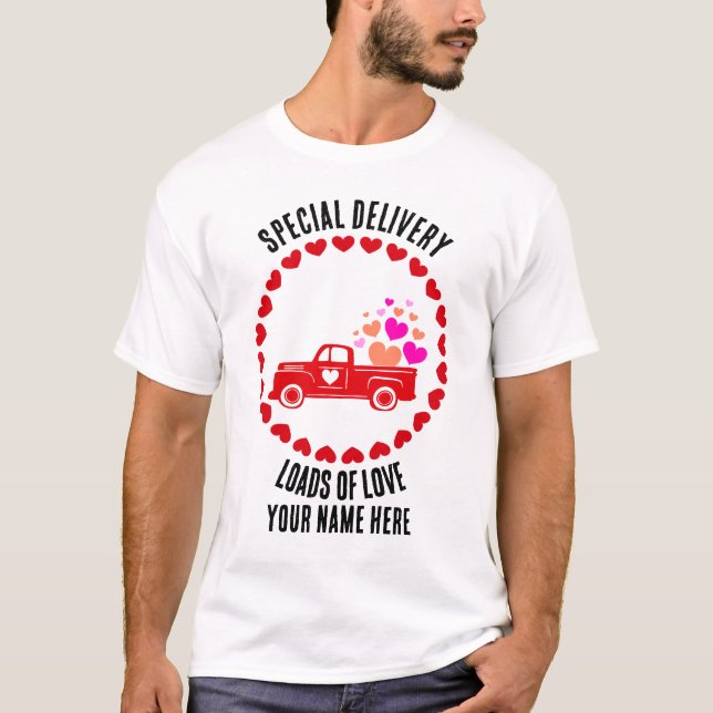 Custom Truck With Hearts Funny Valentines day T-Shirt (Front)