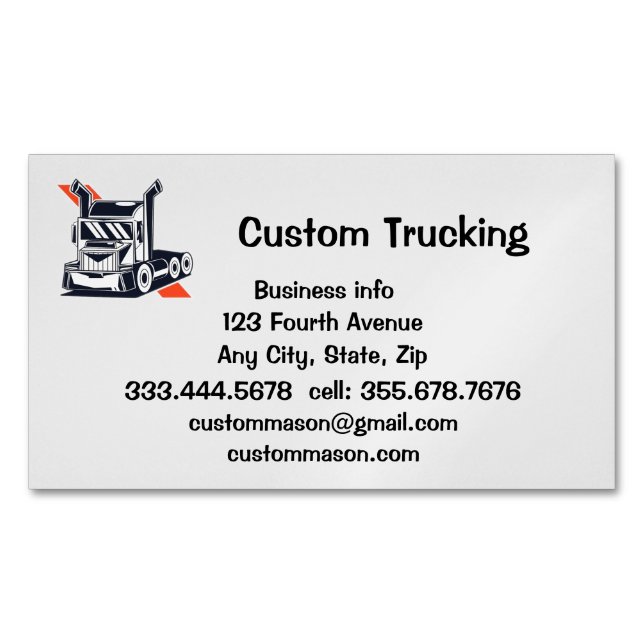 Custom Trucking Trucks Transportation Business Car Magnetic Business Card (Front)