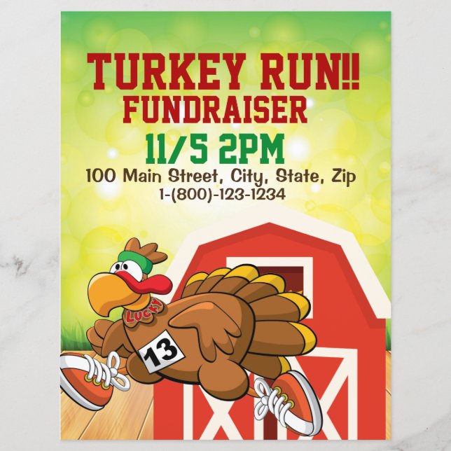 Custom Turkey Run Fundraiser 8.5x11 Flyer (Front)