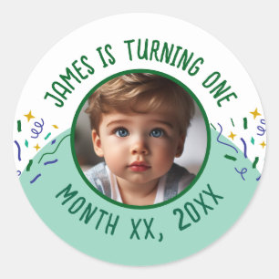 Custom Turning 1 for One-Year-Old Birthday Classic Round Sticker