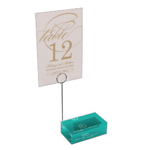 Custom turquoise beach wedding table card holders
