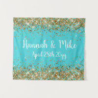 Custom Turquoise Blue and Gold Wedding Photo Booth