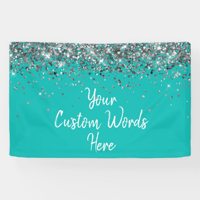 Custom Turquoise Blue Birthday Party Photo Booth Banner (Horizontal)