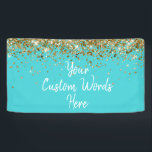 Custom Turquoise Blue Birthday Party Photo Booth Banner<br><div class="desc">Personalised Glam 1st Girly Sign,  First anniversary Back drop decoration,  Sparkle Welcome Signage for her,  Customised Fall Baby shower decor,  Autumn spring summer winter them,  Couple engagement bridal hen do,  bachelorette weekend wedding bach night,  sweet 16 photobooth quote text,  quinceanera mis quince vow renewal,  15th 20th 30th 40th 50th</div>