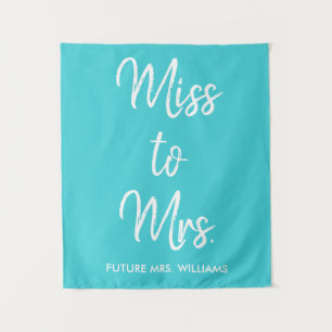 Custom Turquoise Blue Miss to Mrs Bridal Shower Tapestry