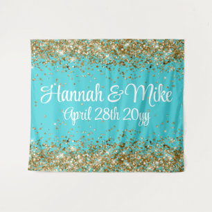 Custom Turquoise Blue Wedding Photo Booth Prop  Tapestry