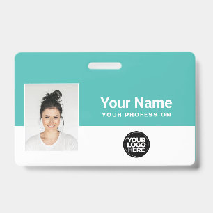 Custom Turquoise Employee Logo Name Lanyard Badge ID Badge