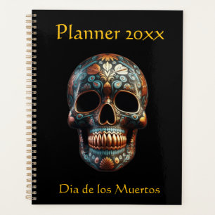 Custom Turquoise Gold Día de los Muertos Skull Planner