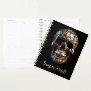 Custom Turquoise Gold Día de los Muertos Skull Planner
