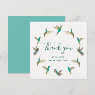 Custom Turquoise Hummingbirds Thank You Invitation