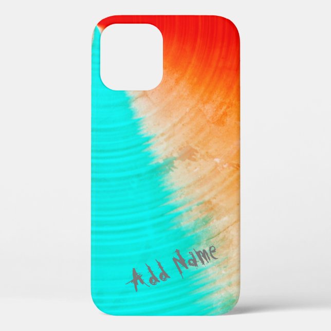 Custom Turquoise Orange Abstract Striped Pattern Case-Mate iPhone Case (Back)