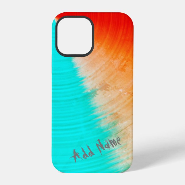 Custom Turquoise Orange Abstract Striped Pattern iPhone Case (Back)