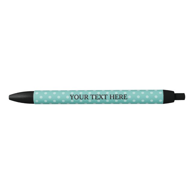 Custom turquoise polka dots pattern favour pens (Front)