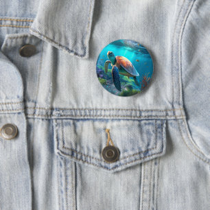 Custom Turtle Button With Image Unique Gift Idea