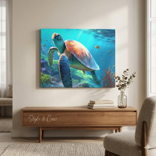 Custom Turtle Canvas Wall Art Personalised Design