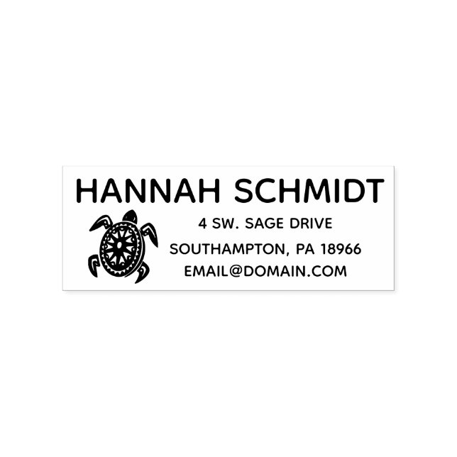 Custom Turtle Hand Draw Name Rubber Stamp (Imprint)