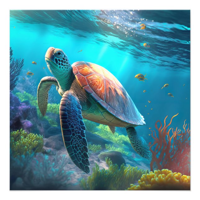 Custom Turtle Image Photo Print Keepsake Design (Front)