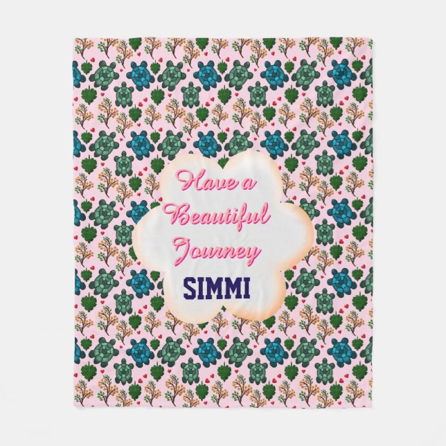 Custom turtle pattern  fleece blanket (Front)