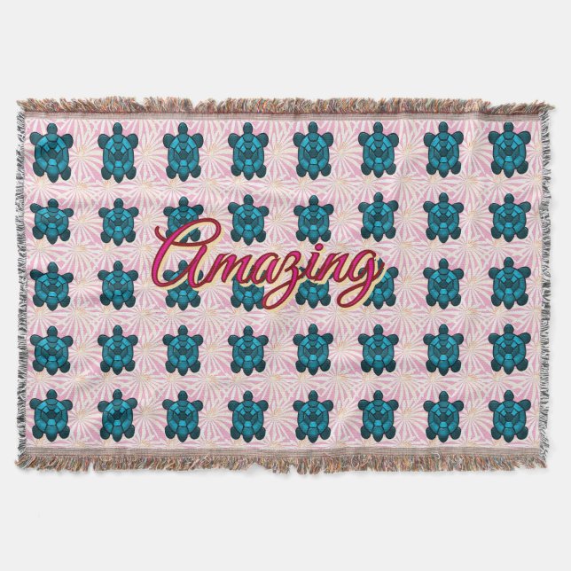 Custom turtle pattern Sherpa Blanket (Front)