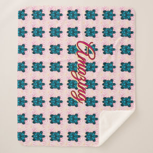 Custom turtle pattern Sherpa Blanket