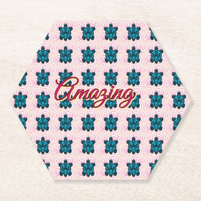 Custom turtle pattern Sherpa Blanket Paper Coaster (Front)