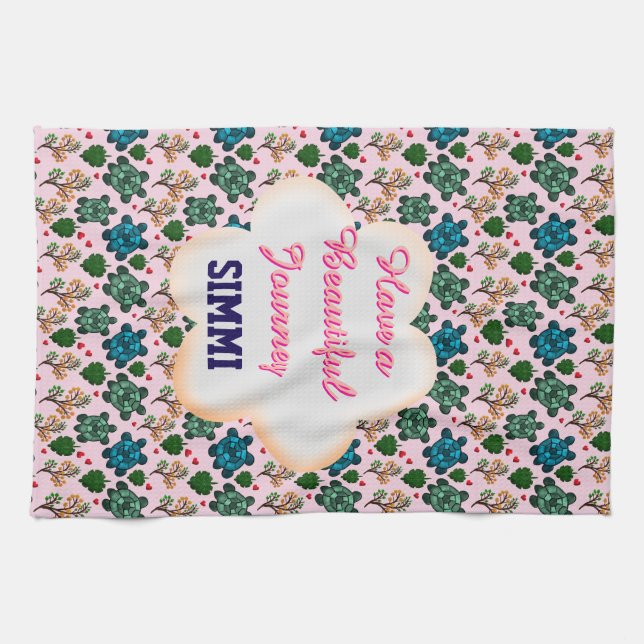 Custom turtle pattern  tea towel (Horizontal)