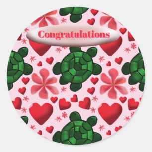 Custom turtle pattern  wrapping paper classic round sticker