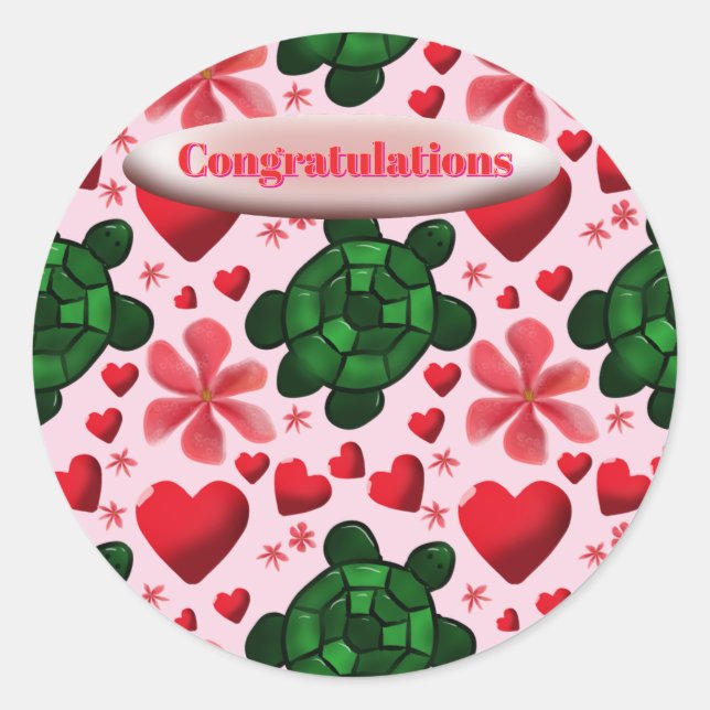 Custom turtle pattern  wrapping paper classic round sticker (Front)