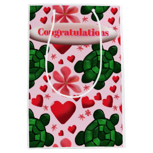 Custom turtle pattern  wrapping paper medium gift bag