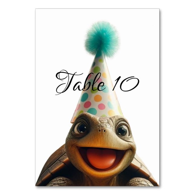 Custom Turtle Table Cards,  Number (Front)