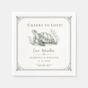 Custom Turtle Wedding Sea Coastal Reptile Keepsake Napkin