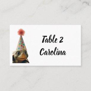 Custom turtle with party hat place setting card