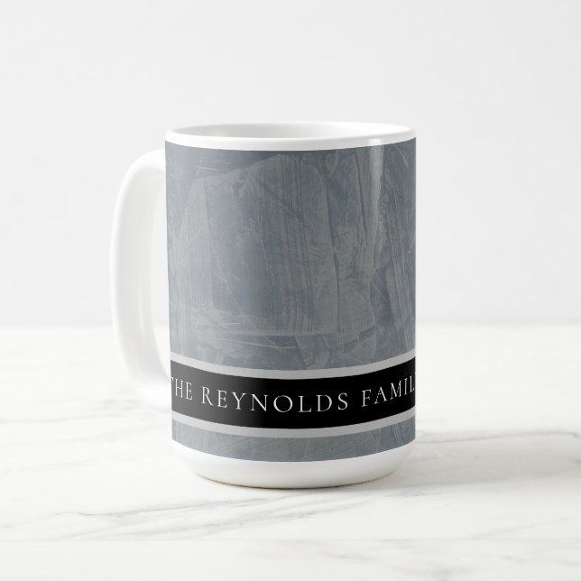 Custom Tuscan Slate Grey Plaster Monogram Coffee M Mug (Front Left)