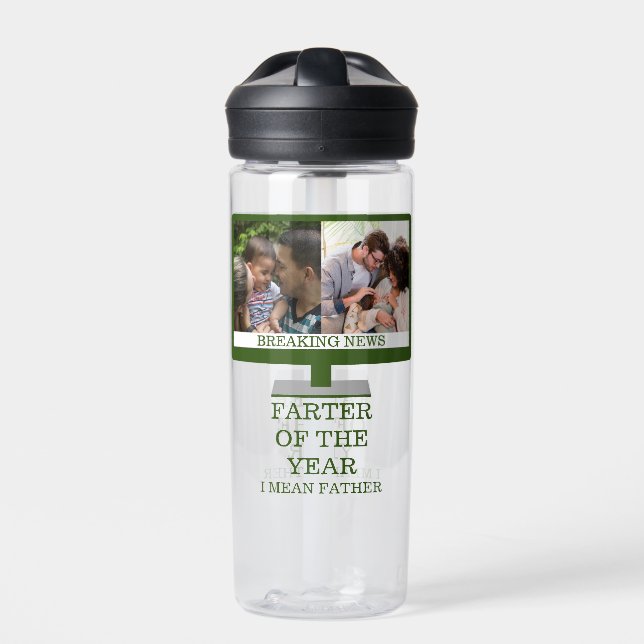 Custom TV farter of the year funny dad 2 photo Water Bottle (Front)