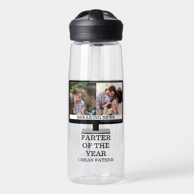 Custom TV farter of the year funny dad 2 photo Water Bottle (Front)