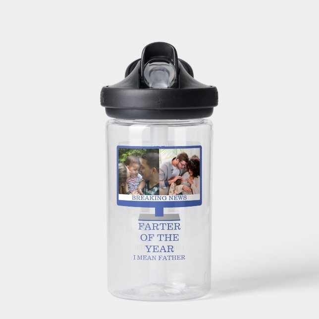 Custom TV farter of the year funny dad 2 photo Water Bottle (Front)