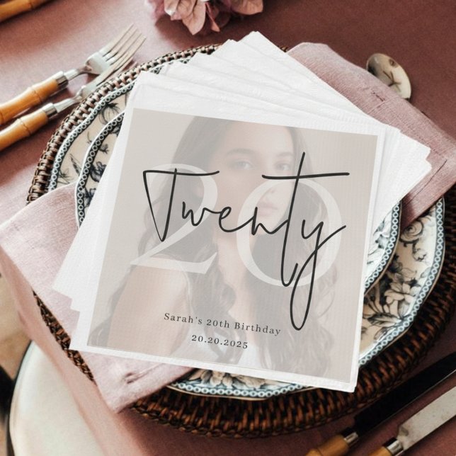 Custom Twenty Modern Birthday Party Napkins (Creator Uploaded)