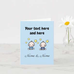 Custom Twin Baby Boys Congratulations w. Names,  Card