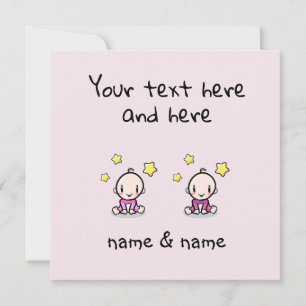 Custom Twin Baby Girls Congratulations w. Names, Card